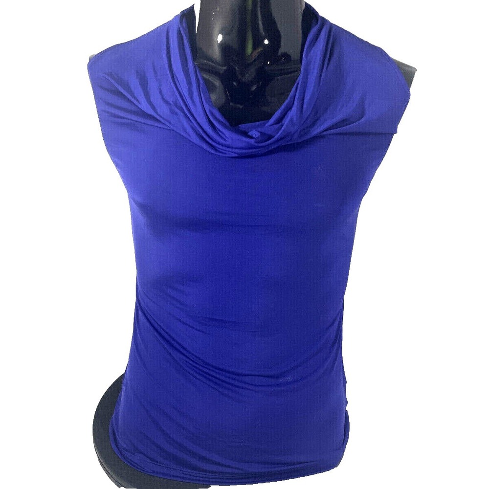 Worthington Women's Size M Shirt Royal Blue Blouse Stretch Easy Wear Sleeveless